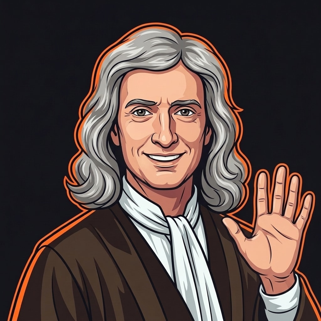 Isaac Newton, drawn in the Trivana cast style