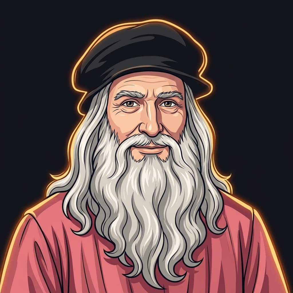 Leonardo da Vinci, AI portrayal of a historical figure