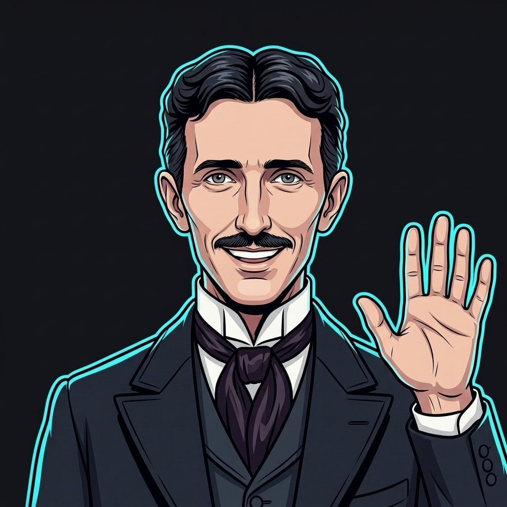 Nikola Tesla, drawn in the Trivana cast style