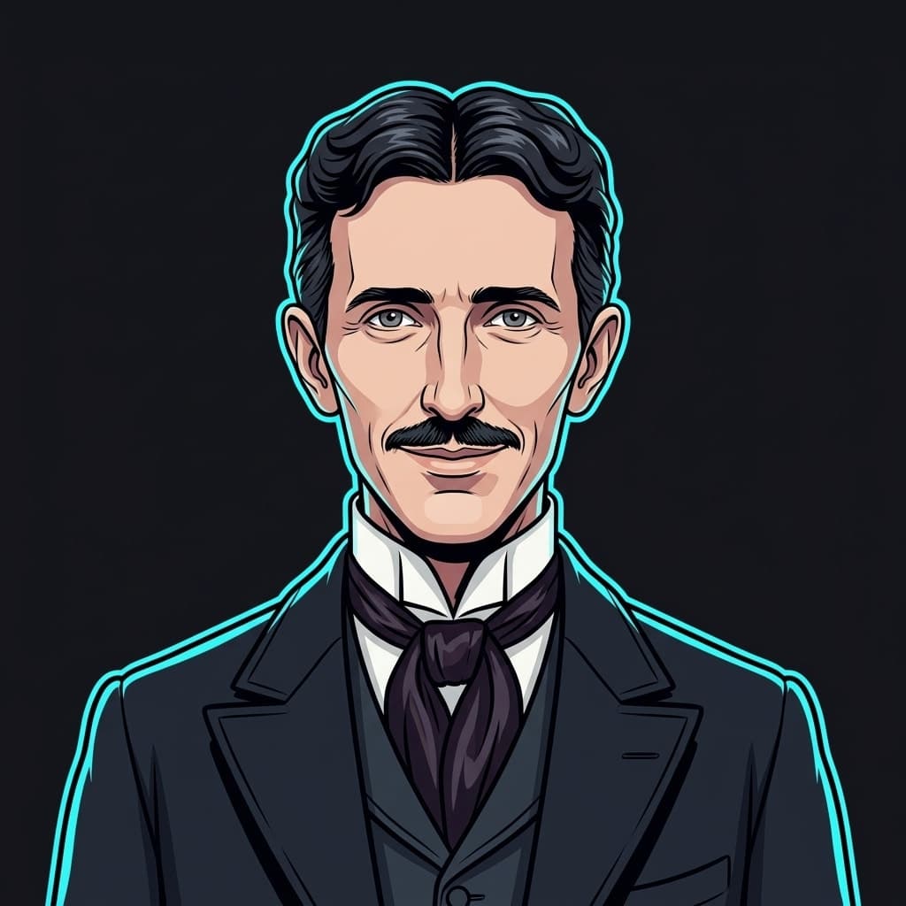 Nikola Tesla, AI portrayal of a historical figure