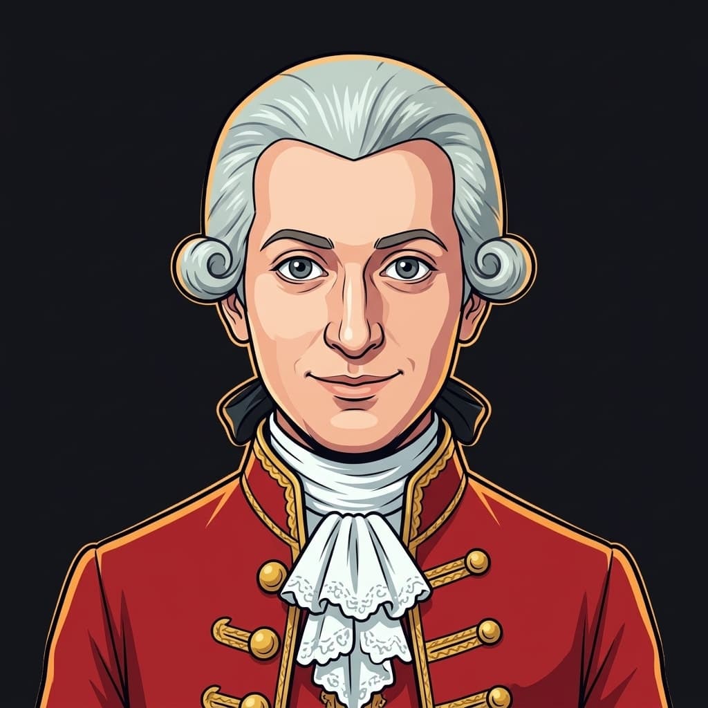 Wolfgang Amadeus Mozart, AI portrayal of a historical figure